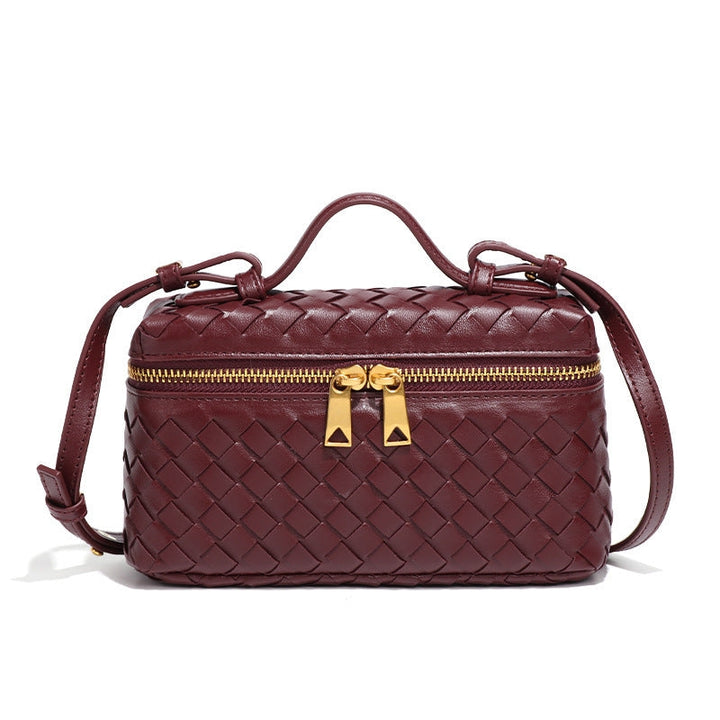 woven crossbody bag bordeaux rood
