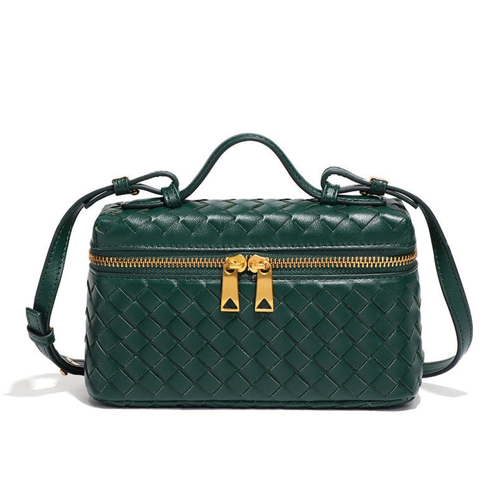 woven crossbody bag donkergroen