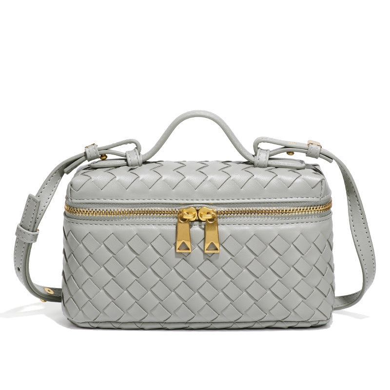 woven crossbody bag lichtgrijs