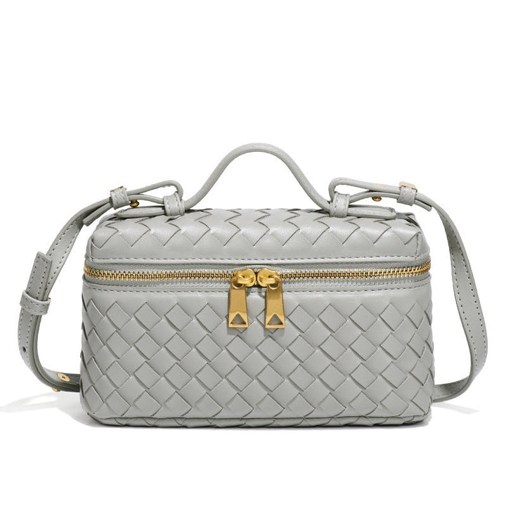 woven crossbody bag lichtgrijs