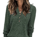 Juno - Ribbed Button-Neck Top for Women with Long Sleeves
