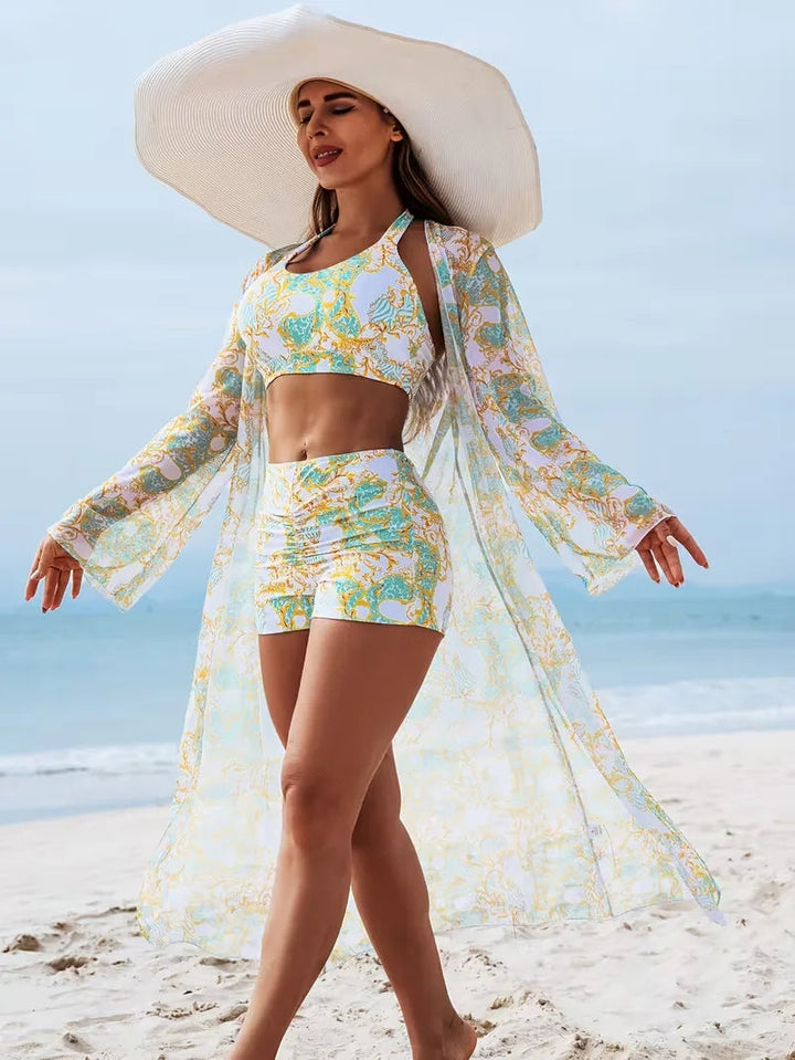 Cover-up met halternek en shorts