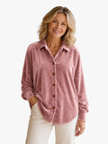 Lily - Velvet Button-Up Blouse for Women with Classic Collar