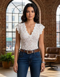 Lily - Fitted Lace V-Neck Top Cute Going Out Summer Style