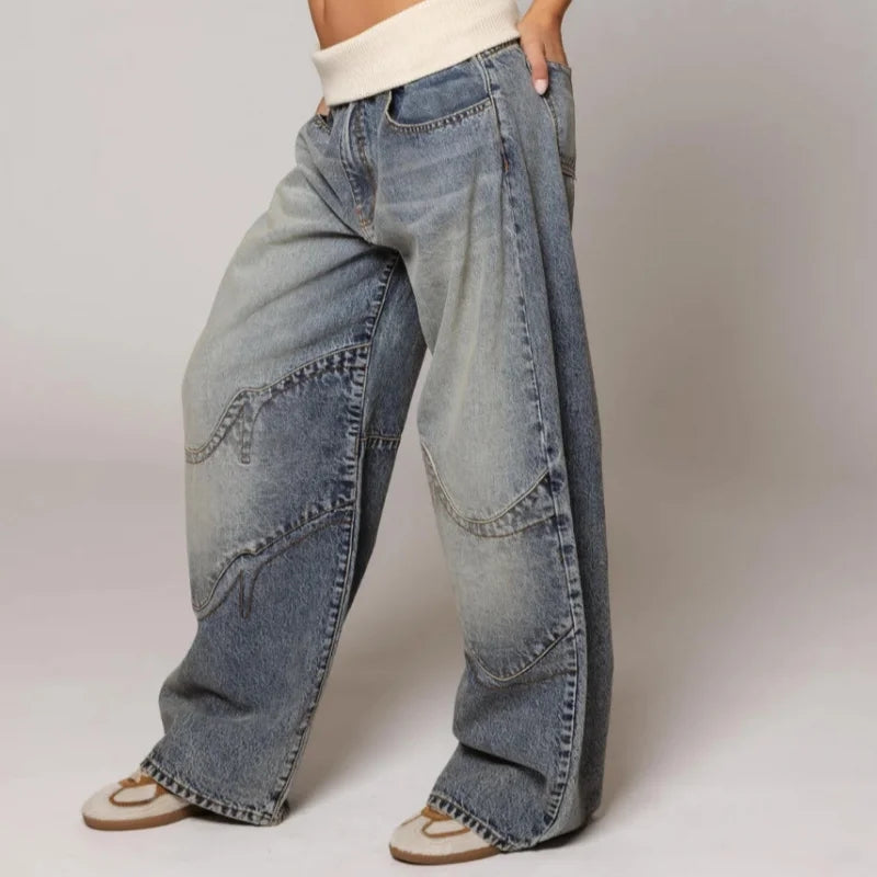 wijde baggy jeans dames met oversized pasvorm, voorkant