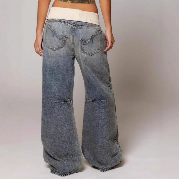 baggy jeans met lage taille en wijde pijpen, achterkant
