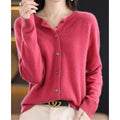 Maya - Women's Merino Wool Cardigan with Round Neck