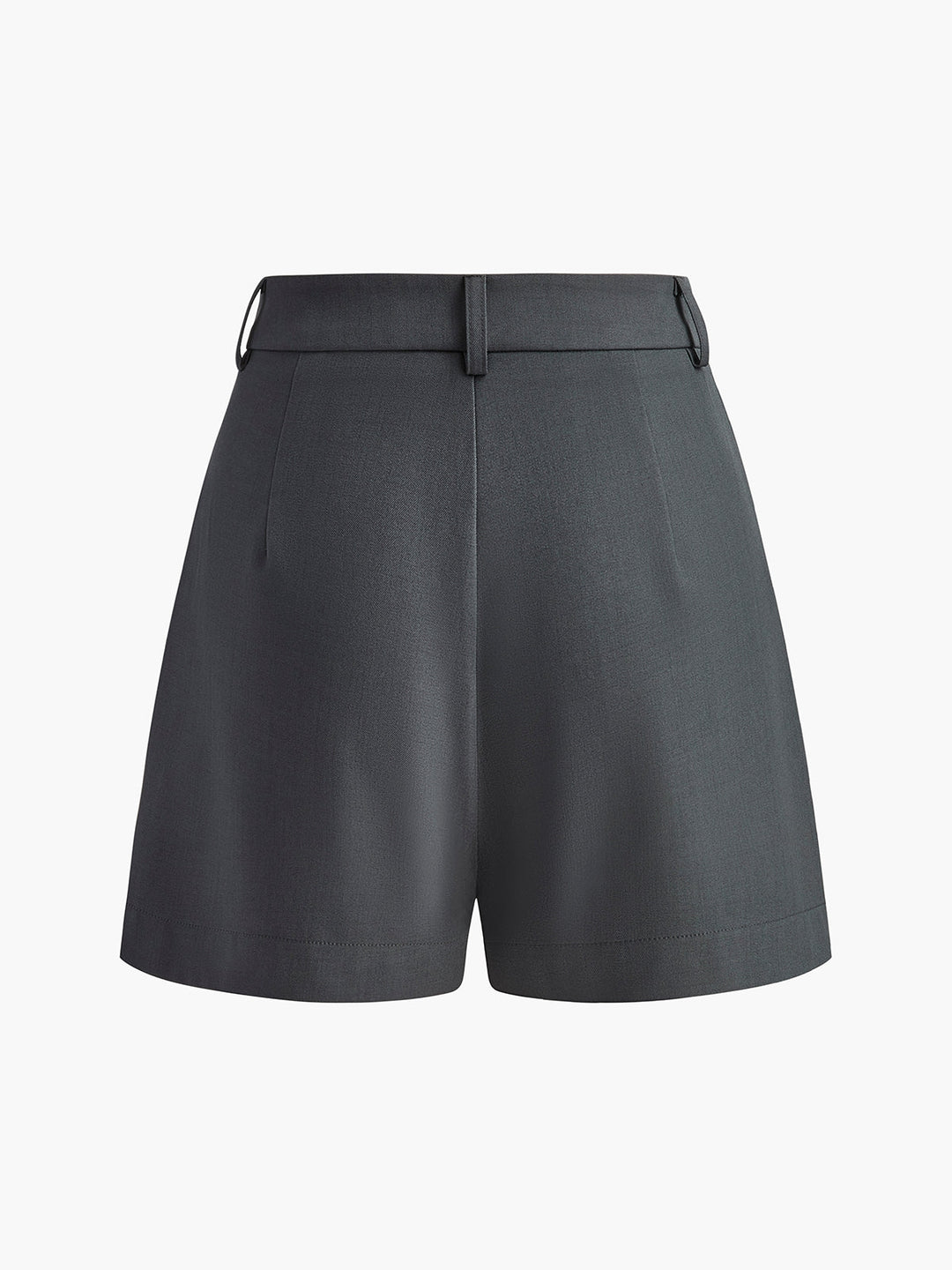 Korte broek donkergrijs met hoge taille en plooien vooraanzicht