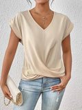 Olivia - Draped V-Neck T-Shirt