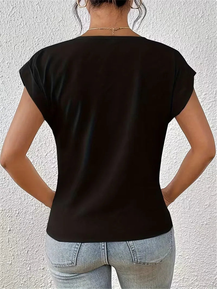 V-hals T-shirt met draped front