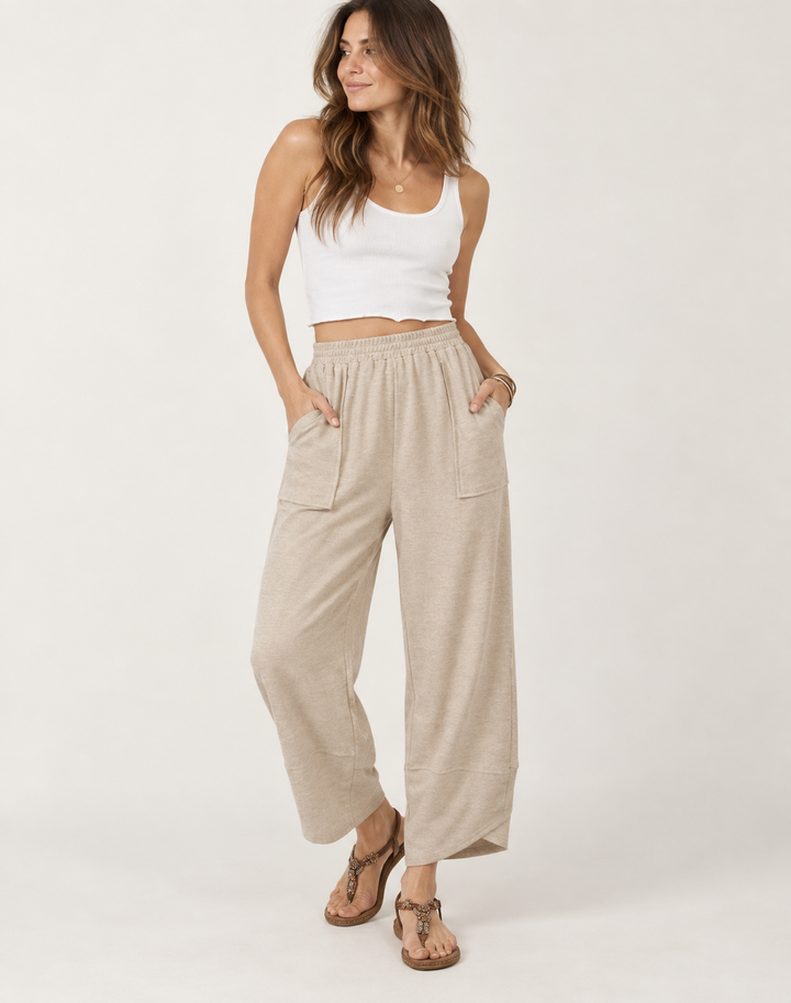 Eve - Relaxed Linen Pants with Lace Trim Fit Casual Summer Wear Cotton Breathable