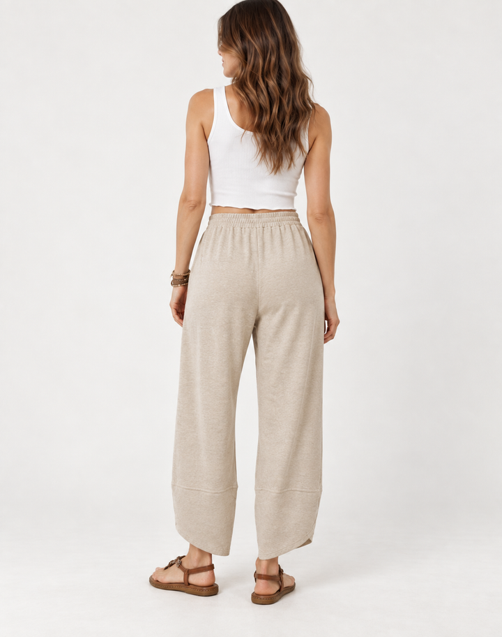 Eve - Relaxed Linen Pants with Lace Trim Fit Casual Summer Wear Cotton Breathable