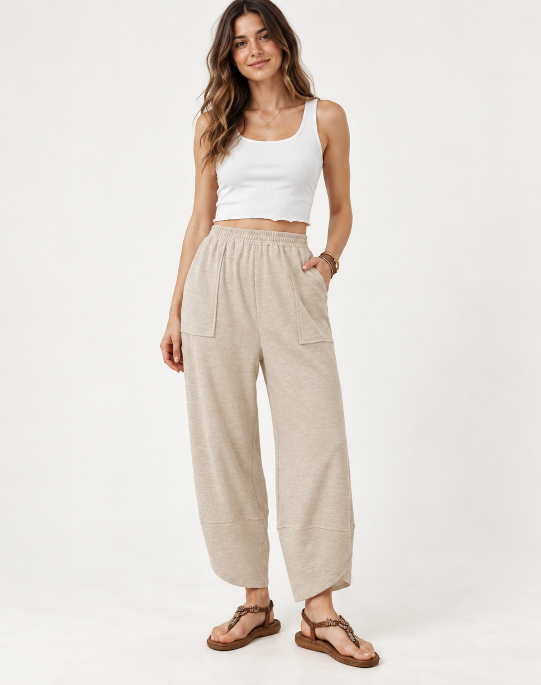 Eve - Relaxed Linen Pants with Lace Trim Fit Casual Summer Wear Cotton Breathable