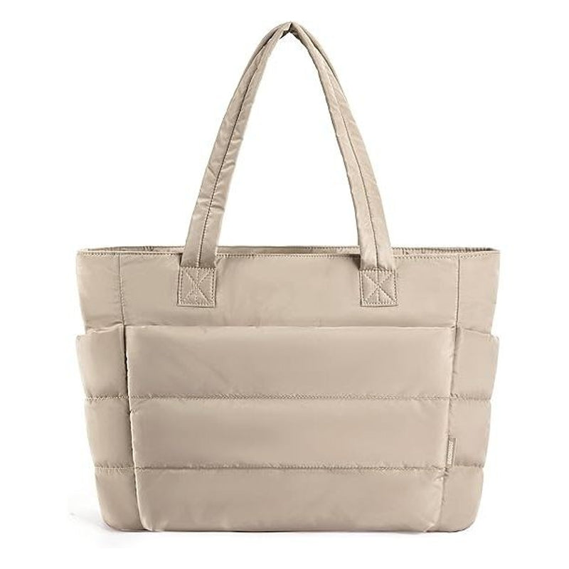 khaki cloud tote schoudertas met ritssluiting