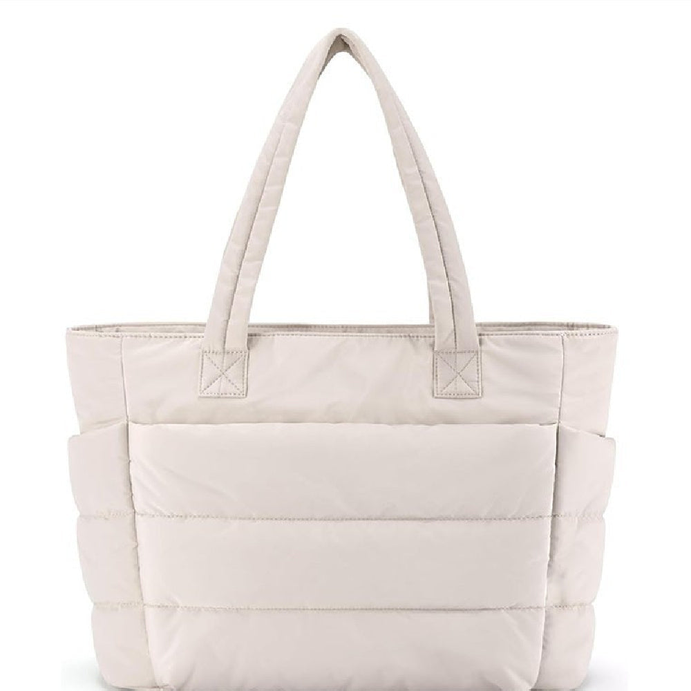beige cloud tote schoudertas met brede hengsels