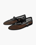 Phoebe - Mesh Ballerina Flats for Women with Buckle Strap