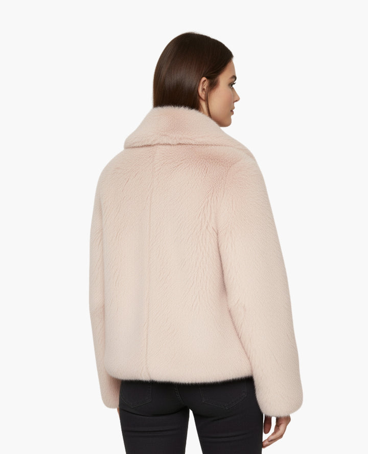 Veste Femme Effet Fourrure Coupe Courte Col Large – Style Chic | Automne Hiver