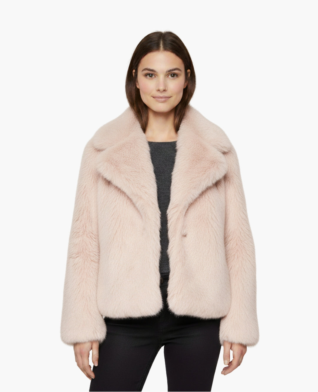 Veste Femme Effet Fourrure Coupe Courte Col Large – Style Chic | Automne Hiver