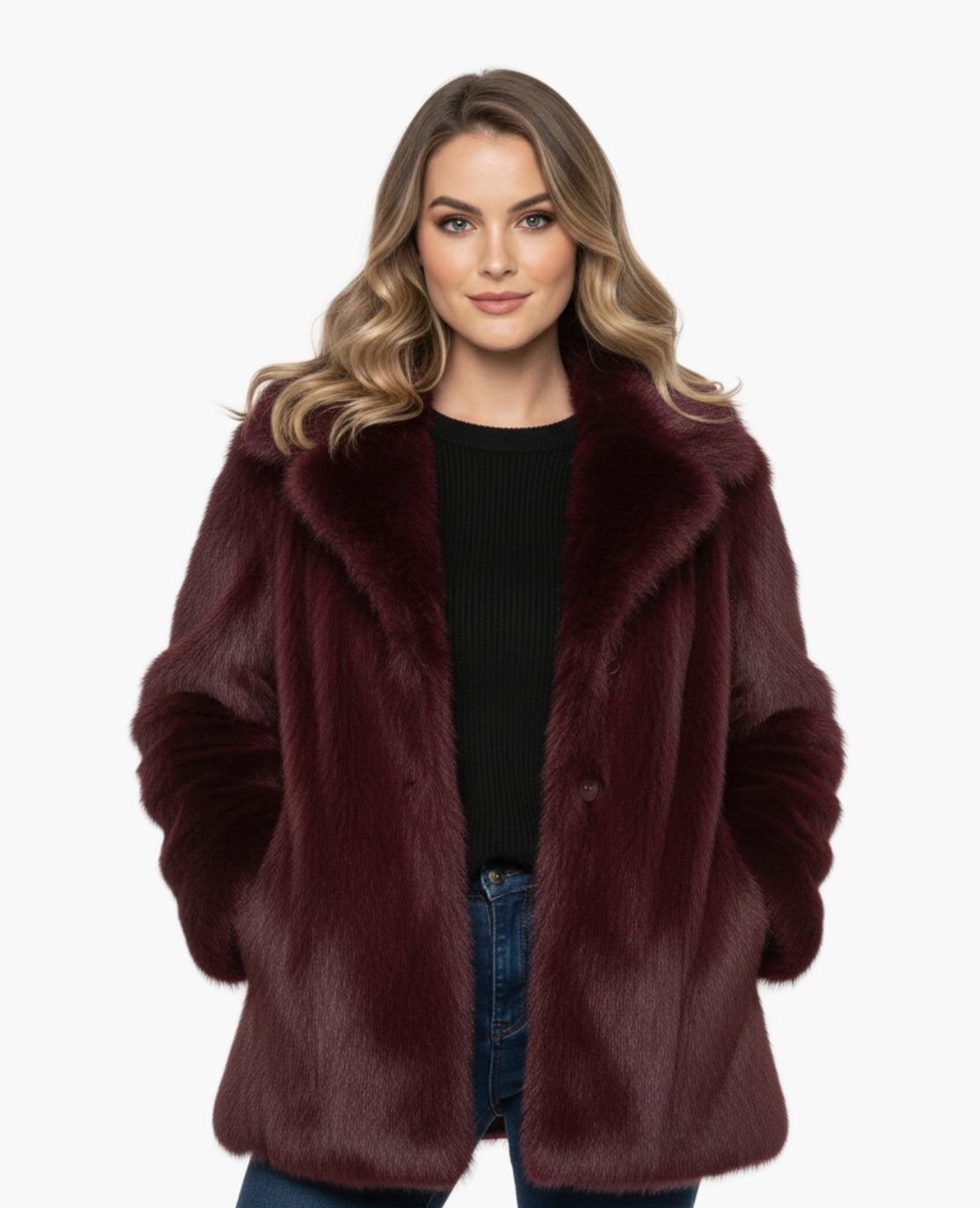Veste Femme Effet Fourrure Coupe Courte Col Large – Style Chic | Automne Hiver