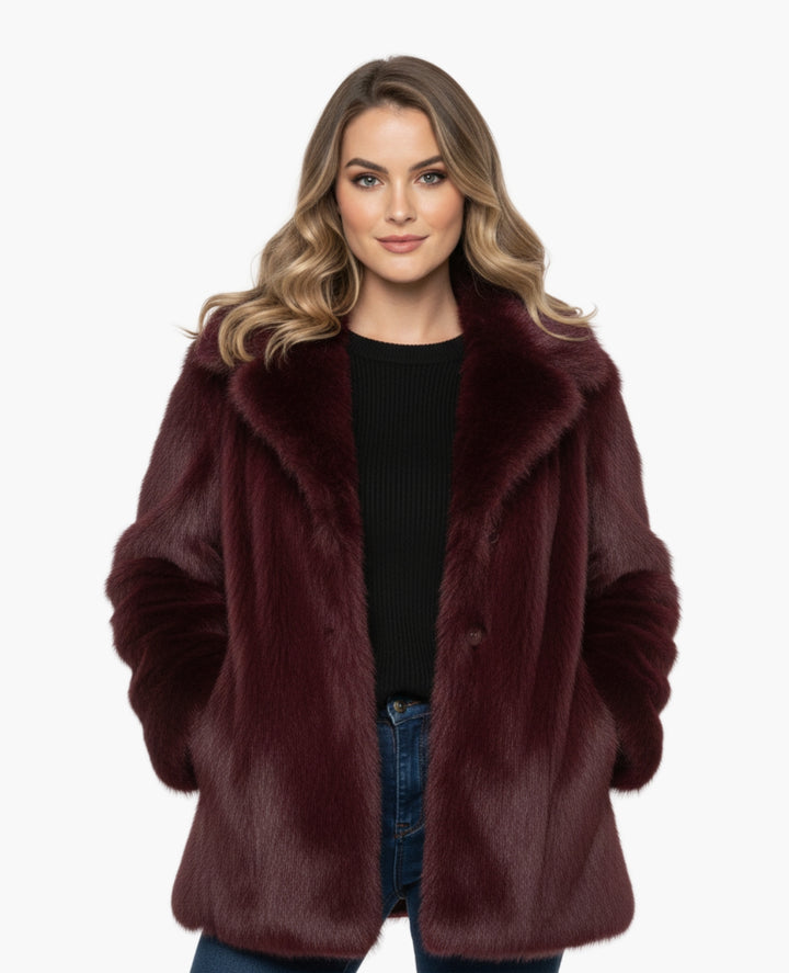 Veste Femme Effet Fourrure Coupe Courte Col Large – Style Chic | Automne Hiver
