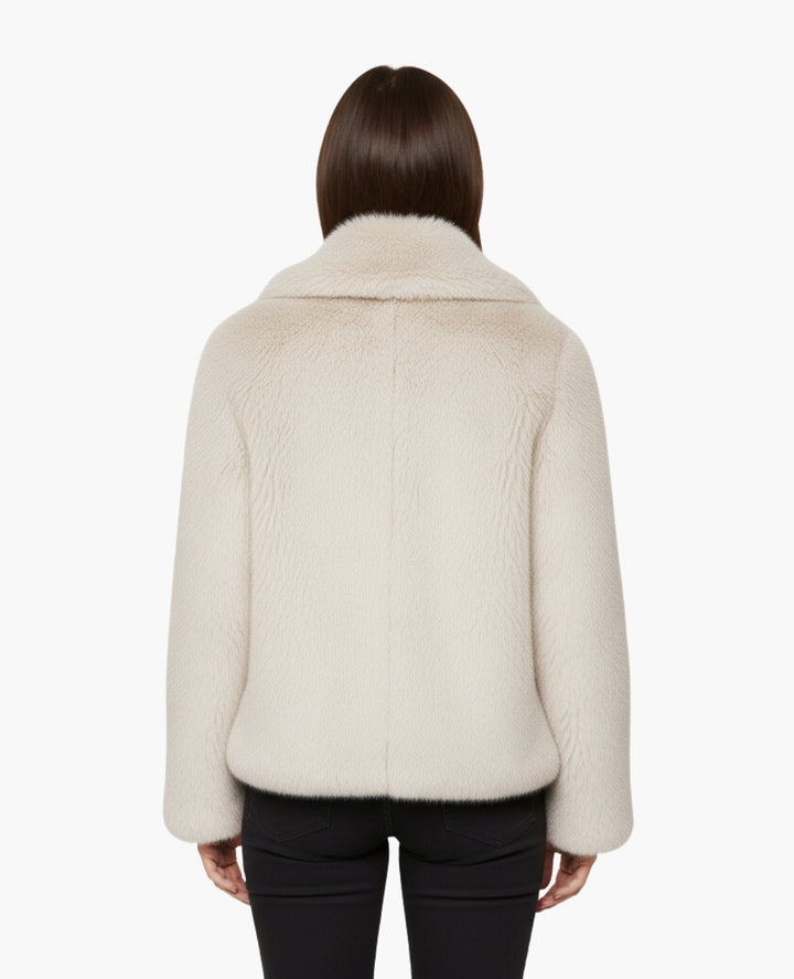 Veste Femme Effet Fourrure Coupe Courte Col Large – Style Chic | Automne Hiver