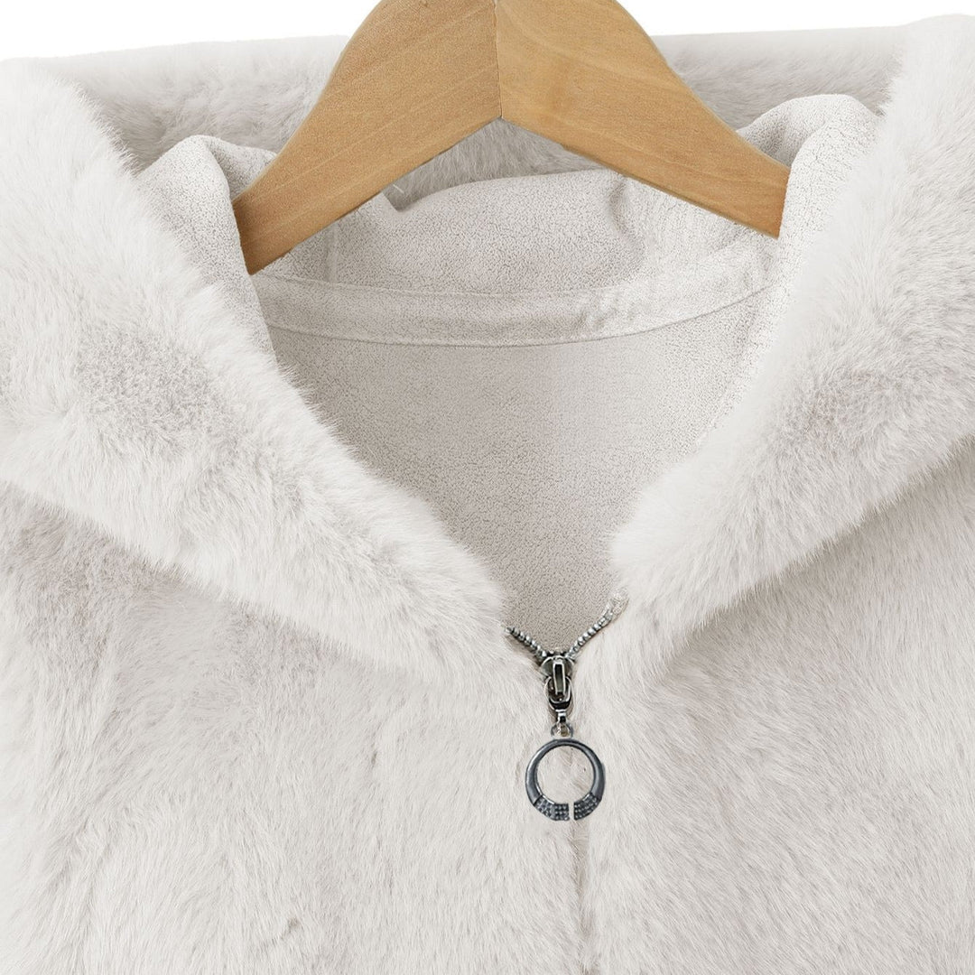 Close-up of zipper and hood detail on Bexley fleece vest