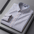 - Polished Striped Button-Down Long Sleeve Shirt for Men
