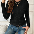 Cable Knit Sweater for Women with Round Neck and Fitted Silhouette
