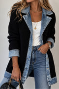 Relaxed Autumn Coat with Notch Lapels and Side Pockets for Women