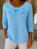 Kate - Ribbed Knit Sweater with Bow Detail for Women