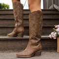 Rose - Embroidered Knee-High Cowboy Boots