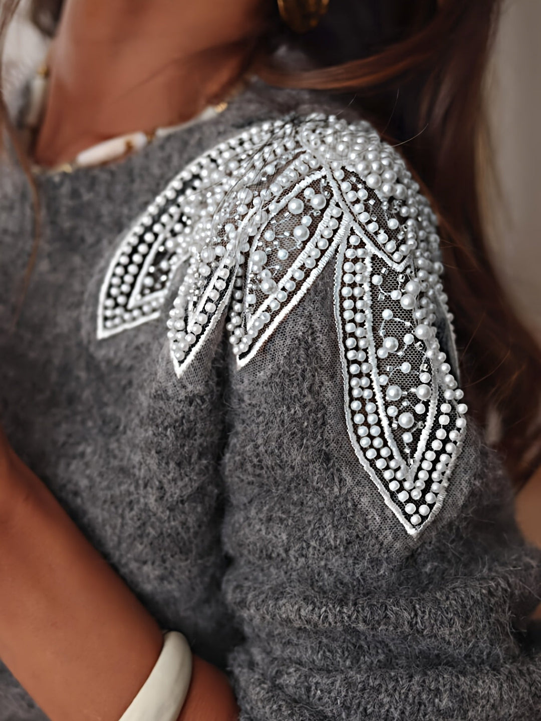 Trui Dames | Kralen Schouderdetail &amp; Comfortabele Pasvorm