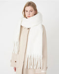 Sabrina - Oversized Soft Knit Scarf with Fringe Trim for Women