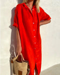 Sarah - Button-Down Linen Midi Dress
