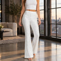 Sequin Flared Pants with High-Rise Waistband and Full-Length Leg for Women