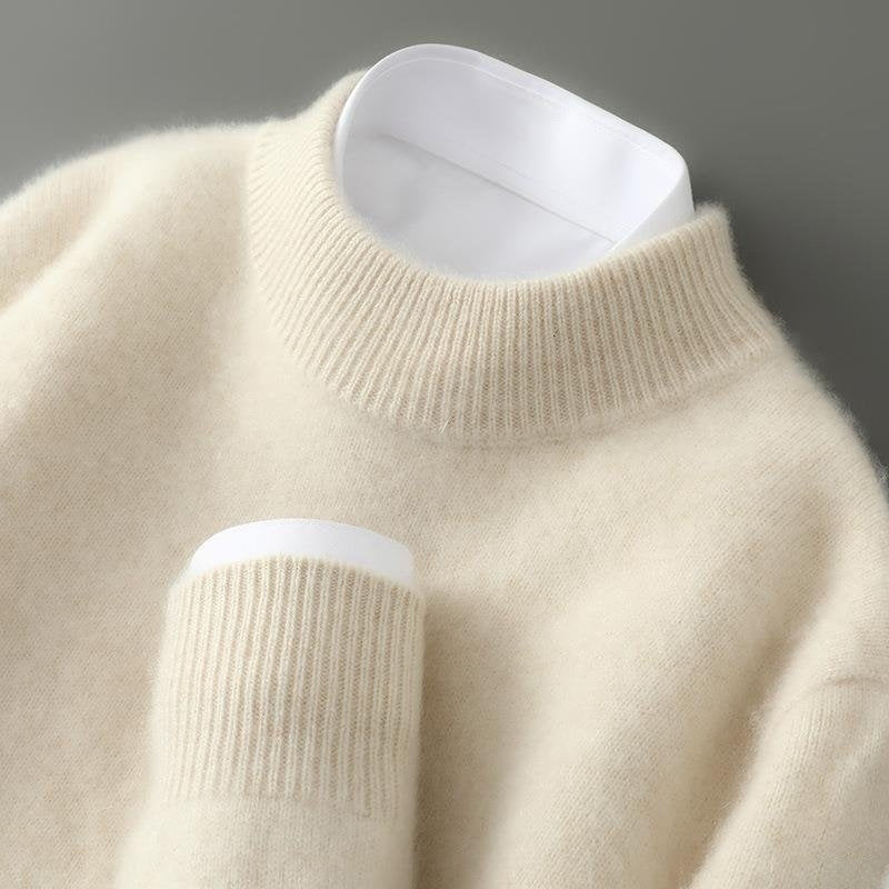 Soft Cashmere Mock Neck Sweater with Ribbed Cuffs for Women
