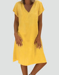 Sophie - Linen V-Neck Summer Dress