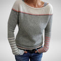 Julia - Women's Striped Boat Neck Knit Sweater for Holiday Style