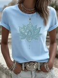 Tara - Relaxed Lotus Print T-Shirt