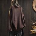 Textured Wool Crew Neck Sweater with Ribbed Cuffs for Women