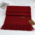 Warm Autumn Winter Wool Blend Scarf with Tasseled Ends for Women