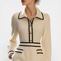 Whitney - Fitted Midi Dress for Women with Shirt Collar and Buttons