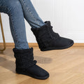 Women's Cozy Knit-Cuff Ankle Boots with Plush Lining and Ribbed Sole