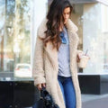 Women's Cozy Teddy Fleece Longline Coat with Oversized Lapel Collar