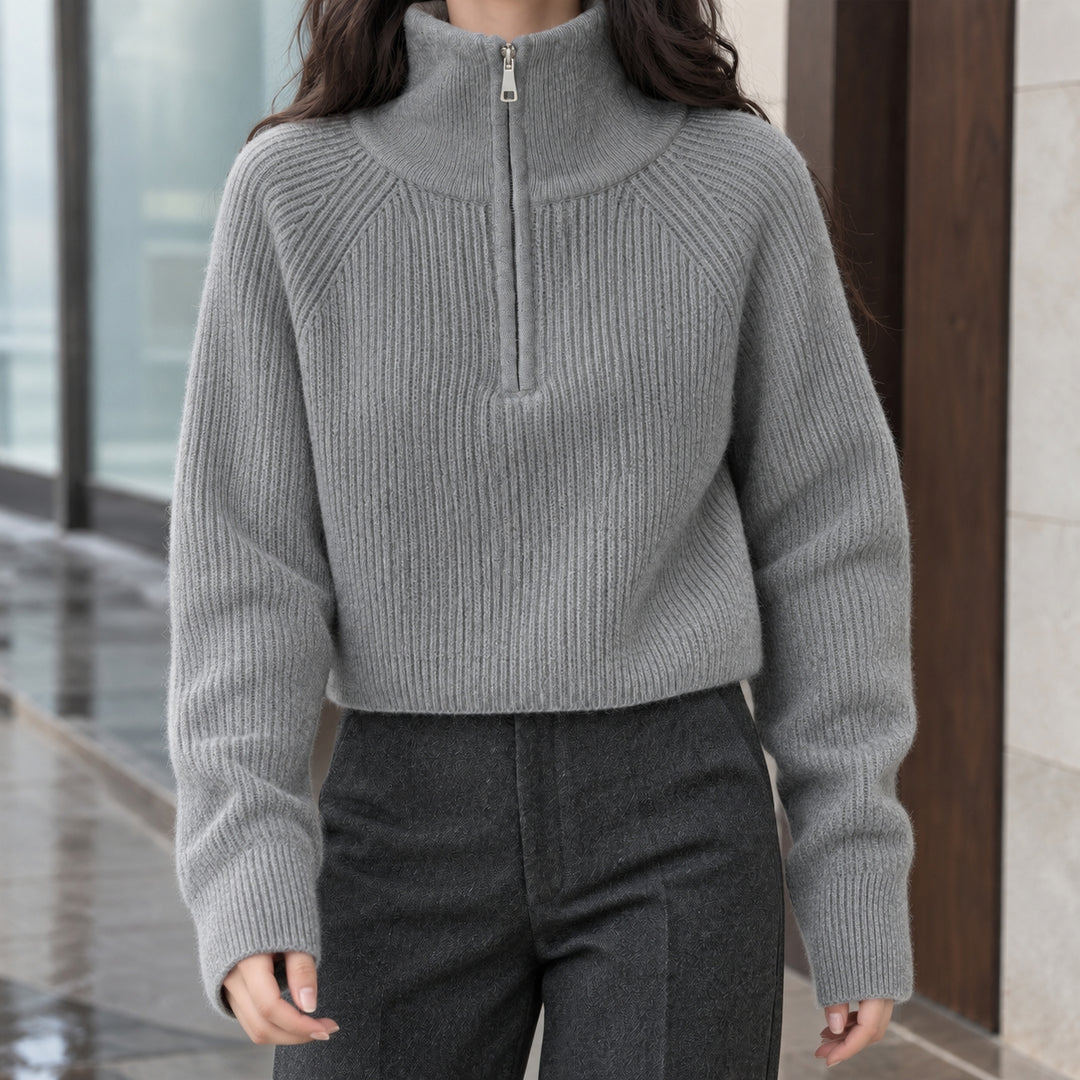 Genevieve-Jane Half-Zip Sweater - Gray