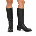 Women's Faux-Leather Autumn Winter Western Knee-High Boots with Block Heel