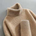 Women's Fitted Merino Wool Turtleneck Sweater with Ribbed Knit
