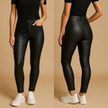 Raven - High-Waisted Leather Leggings for Women with Smooth Finish