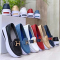 Women's Orthopedic Platform Loafers with Cushioned Sole and Metal Buckle