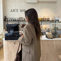 Women's Oversized Blazer with Stand Collar and Flap Pockets
